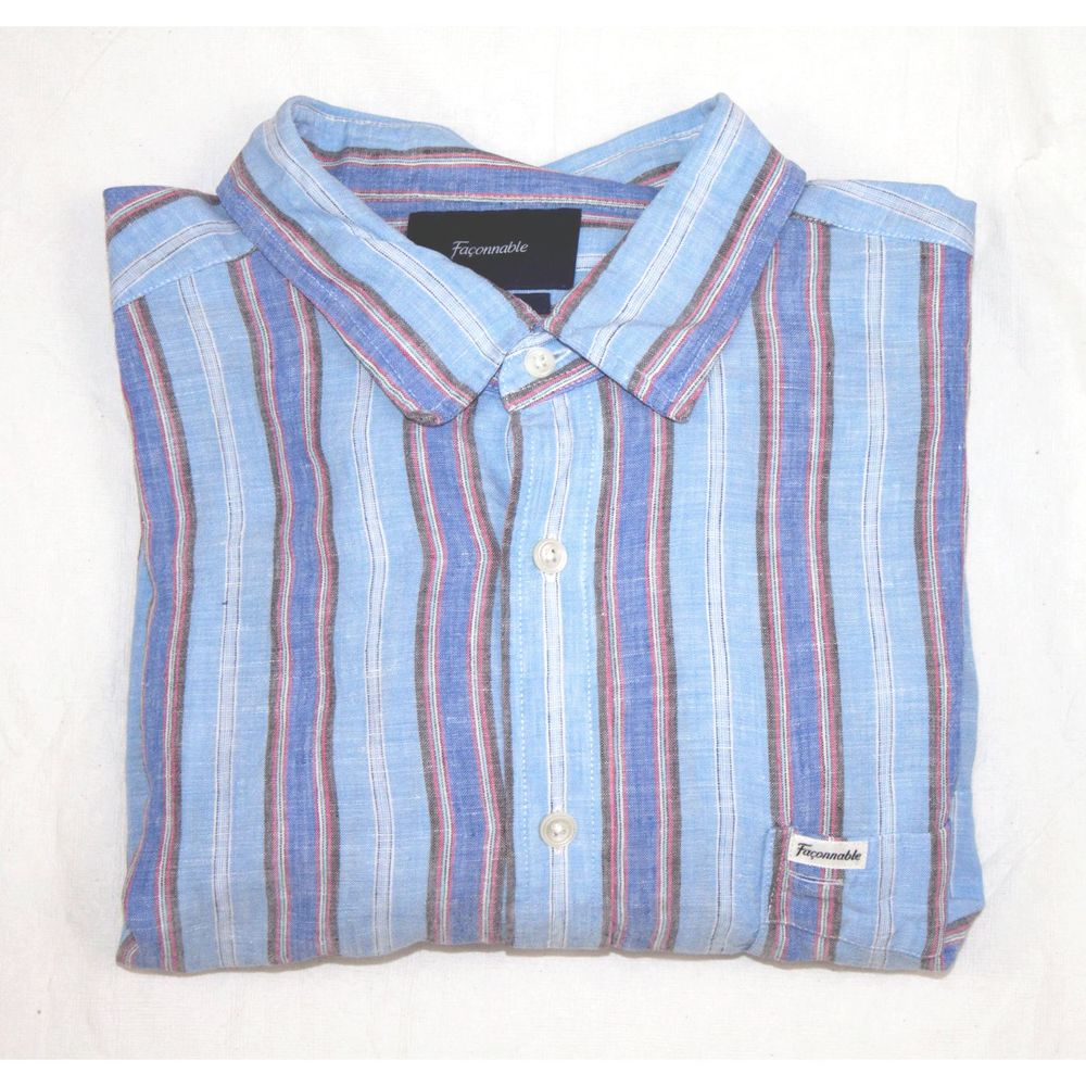 Faconnable Club Long Sleeve Button Linen Shirt - Picture 7 of 8